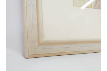 真作　CLAIRE ASTAIX　クレール・アステックス　「緑のベール」　サイン入り　パステル画(人物、女性、写真付き、絵画、額装、外箱付き)(R-081398)