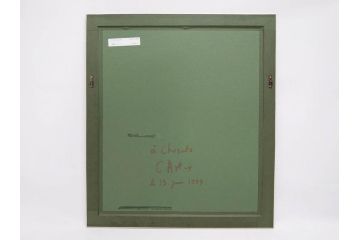 真作　CLAIRE ASTAIX　クレール・アステックス　「緑のベール」　サイン入り　パステル画(人物、女性、写真付き、絵画、額装、外箱付き)(R-081398)