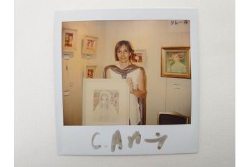 真作　CLAIRE ASTAIX　クレール・アステックス　「緑のベール」　サイン入り　パステル画(人物、女性、写真付き、絵画、額装、外箱付き)(R-081398)