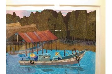 真作　原田泰治　「コスモス」　オリジナル　限定250部の内第236番　サイン入り　木版画(花、風景、講談社、エディション入り、額装、保証書付き、外箱付き、タトウ箱付き)(R-081399)