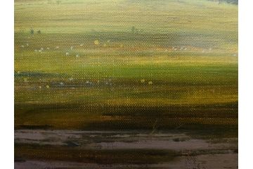 真作　林朝路　「ベルノン朝明け」　M15(15号)　絵画(油絵、油彩、風景、川辺、サイン入り、額装、外箱付き)(R-081400)