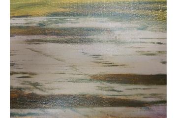 真作　林朝路　「ベルノン朝明け」　M15(15号)　絵画(油絵、油彩、風景、川辺、サイン入り、額装、外箱付き)(R-081400)