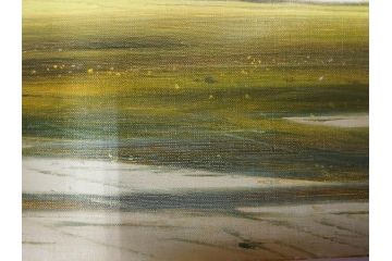 真作　林朝路　「ベルノン朝明け」　M15(15号)　絵画(油絵、油彩、風景、川辺、サイン入り、額装、外箱付き)(R-081400)