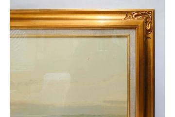 真作　林朝路　「ベルノン朝明け」　M15(15号)　絵画(油絵、油彩、風景、川辺、サイン入り、額装、外箱付き)(R-081400)