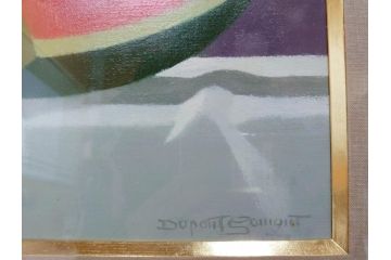 真作　クロード・デュポン=ゴモン　「ひと切れのスイカ」　P5(5号)　絵画(Claude DuPont-Gomont-Gomont、油絵、油彩、静物画、レモン、果物、額装、外箱付き)(R-081401)