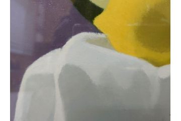 真作　クロード・デュポン=ゴモン　「ひと切れのスイカ」　P5(5号)　絵画(Claude DuPont-Gomont-Gomont、油絵、油彩、静物画、レモン、果物、額装、外箱付き)(R-081401)