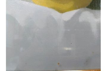 真作　クロード・デュポン=ゴモン　「ひと切れのスイカ」　P5(5号)　絵画(Claude DuPont-Gomont-Gomont、油絵、油彩、静物画、レモン、果物、額装、外箱付き)(R-081401)