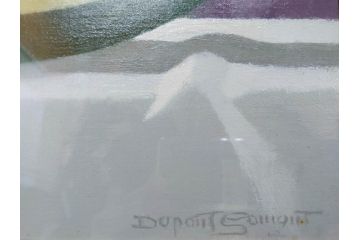 真作　クロード・デュポン=ゴモン　「ひと切れのスイカ」　P5(5号)　絵画(Claude DuPont-Gomont-Gomont、油絵、油彩、静物画、レモン、果物、額装、外箱付き)(R-081401)