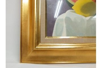 真作　クロード・デュポン=ゴモン　「ひと切れのスイカ」　P5(5号)　絵画(Claude DuPont-Gomont-Gomont、油絵、油彩、静物画、レモン、果物、額装、外箱付き)(R-081401)