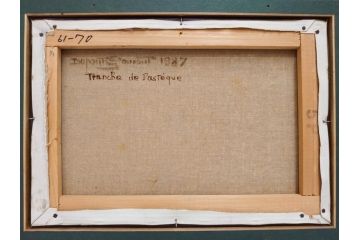 真作　クロード・デュポン=ゴモン　「ひと切れのスイカ」　P5(5号)　絵画(Claude DuPont-Gomont-Gomont、油絵、油彩、静物画、レモン、果物、額装、外箱付き)(R-081401)