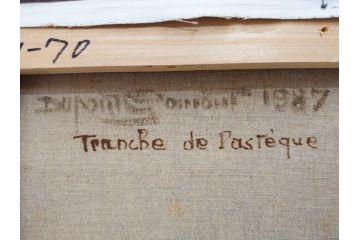 真作　クロード・デュポン=ゴモン　「ひと切れのスイカ」　P5(5号)　絵画(Claude DuPont-Gomont-Gomont、油絵、油彩、静物画、レモン、果物、額装、外箱付き)(R-081401)