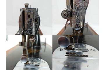 アンティーク　ビンテージ　SINGER(シンガー)　手回し　上品な雰囲気のミシン(卓上、ハンドクラフト、手工芸、鍵付き、収納ケース付き)(R-081402)
