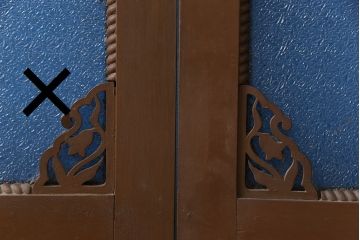 和製アンティーク　奇跡の逸品!　大判青色ガラスがインパクト抜群のガラス戸(建具、引き戸)(R-081409)