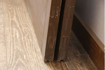 和製アンティーク　奇跡の逸品!　大判青色ガラスがインパクト抜群のガラス戸(建具、引き戸)(R-081409)