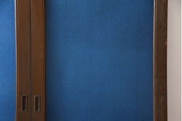 和製アンティーク　奇跡の逸品!　大判青色ガラスがインパクト抜群のガラス戸(建具、引き戸)(R-081409)