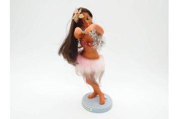 常磐ハワイアンセンター　フラガール　ハワイアンズ　高さ 約28cm　どこか懐かしさを感じる人形(ソフビ、フラダンス、踊り、女性、置物)(R-081417)