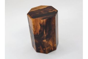 黒柿材　八角　杢目を生かしたデザインが目を引く茶筒(棗、茶入れ、茶器、煎茶、茶道具、木製)(R-081418)