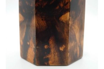 黒柿材　八角　杢目を生かしたデザインが目を引く茶筒(棗、茶入れ、茶器、煎茶、茶道具、木製)(R-081418)