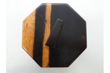 黒柿材　八角　杢目を生かしたデザインが目を引く茶筒(棗、茶入れ、茶器、煎茶、茶道具、木製)(R-081418)