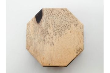 黒柿材　八角　杢目を生かしたデザインが目を引く茶筒(棗、茶入れ、茶器、煎茶、茶道具、木製)(R-081418)