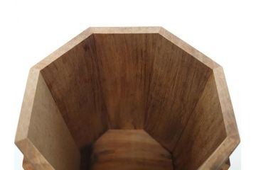 黒柿材　八角　杢目を生かしたデザインが目を引く茶筒(棗、茶入れ、茶器、煎茶、茶道具、木製)(R-081418)