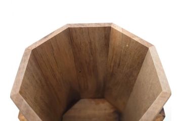 黒柿材　八角　杢目を生かしたデザインが目を引く茶筒(棗、茶入れ、茶器、煎茶、茶道具、木製)(R-081418)