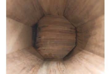 黒柿材　八角　杢目を生かしたデザインが目を引く茶筒(棗、茶入れ、茶器、煎茶、茶道具、木製)(R-081418)