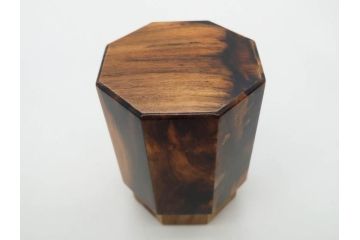 黒柿材　八角　杢目を生かしたデザインが目を引く茶筒(棗、茶入れ、茶器、煎茶、茶道具、木製)(R-081418)