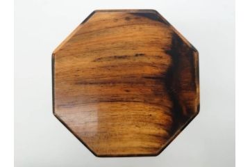黒柿材　八角　杢目を生かしたデザインが目を引く茶筒(棗、茶入れ、茶器、煎茶、茶道具、木製)(R-081418)