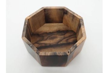 黒柿材　八角　杢目を生かしたデザインが目を引く茶筒(棗、茶入れ、茶器、煎茶、茶道具、木製)(R-081418)