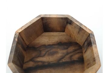 黒柿材　八角　杢目を生かしたデザインが目を引く茶筒(棗、茶入れ、茶器、煎茶、茶道具、木製)(R-081418)