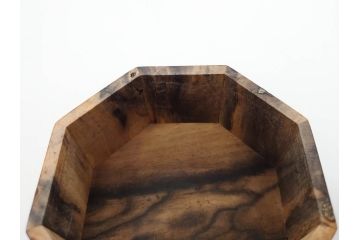 黒柿材　八角　杢目を生かしたデザインが目を引く茶筒(棗、茶入れ、茶器、煎茶、茶道具、木製)(R-081418)