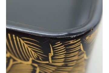 輪島塗　総沈金彫　菊花文　木製　絢爛豪華な文箱(金彩、書道具、硯箱、手許箱、小物入れ、漆器、漆芸)(R-081419)