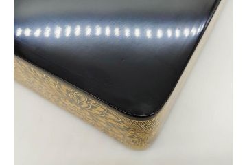 輪島塗　総沈金彫　菊花文　木製　絢爛豪華な文箱(金彩、書道具、硯箱、手許箱、小物入れ、漆器、漆芸)(R-081419)