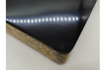 輪島塗　総沈金彫　菊花文　木製　絢爛豪華な文箱(金彩、書道具、硯箱、手許箱、小物入れ、漆器、漆芸)(R-081419)