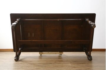 中古　特大サイズ　希少な廃番品　北海道民芸家具　洗練されたデザインが魅力のダイニングテーブル(食卓、作業台、4人掛け、6人掛け)(R-081440)