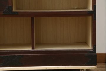 中古　民芸家具　存在感のある大ぶりな金具付きの階段箪笥(民芸箪笥、和箪笥、整理たんす、収納タンス、引き出し)(R-081447)