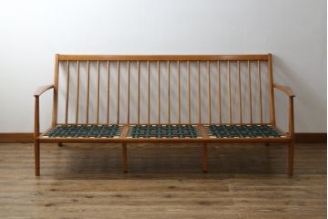 中古　美品　希少な廃番品　ACME Furniture(アクメファニチャー)　DELMAR(デルマー)　使い込まれた本革(レザー)がヴィンテージスタイルによく馴染む3人掛けソファ(三人掛けソファ、3P、トリプルソファ)(定価約30万円)(R-081448)