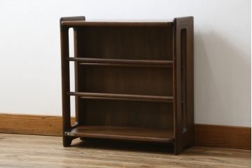 和製ビンテージ　オールドカリモク(karimoku)　木の温もりを感じるシンプルなオープンラック(収納棚、本棚、靴箱、玄関収納、スリッパ収納、ヴィンテージ)(R-081450)