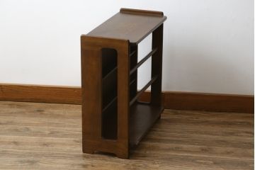 和製ビンテージ　オールドカリモク(karimoku)　木の温もりを感じるシンプルなオープンラック(収納棚、本棚、靴箱、玄関収納、スリッパ収納、ヴィンテージ)(R-081450)