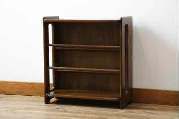 和製ビンテージ　オールドカリモク(karimoku)　木の温もりを感じるシンプルなオープンラック(収納棚、本棚、靴箱、玄関収納、スリッパ収納、ヴィンテージ)(R-081450)