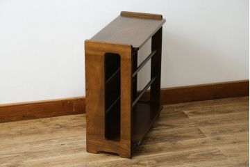 和製ビンテージ　オールドカリモク(karimoku)　木の温もりを感じるシンプルなオープンラック(収納棚、本棚、靴箱、玄関収納、スリッパ収納、ヴィンテージ)(R-081450)
