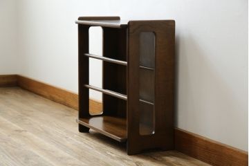 和製ビンテージ　オールドカリモク(karimoku)　木の温もりを感じるシンプルなオープンラック(収納棚、本棚、靴箱、玄関収納、スリッパ収納、ヴィンテージ)(R-081450)
