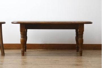 中古　柏木工(KASHIWA)　KL-011　楢(ナラ)材　落ち着いた色合いと上品なフォルムのセンターテーブル(座卓、ローテーブル、リビングテーブル)(R-081459)
