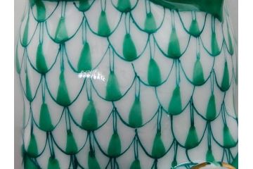 ヘレンド　ハンガリー　HEREND HVNGARY　グリーン　カバ　緻密な絵付けに匠の美技を感じるフィギュリン(緑、動物、金彩、フィッシュネット、ハンドペイント、置物、陶器)(R-081464)