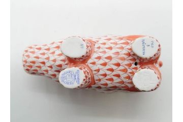 ヘレンド　ハンガリー　HEREND HVNGARY　オレンジ　カバ　愛嬌のある表情に心が和むフィギュリン(橙色、動物、金彩、フィッシュネット、ハンドペイント、置物、陶器)(R-081465)