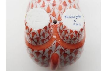 ヘレンド　ハンガリー　HEREND HVNGARY　オレンジ　カバ　愛嬌のある表情に心が和むフィギュリン(橙色、動物、金彩、フィッシュネット、ハンドペイント、置物、陶器)(R-081465)