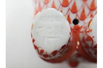 ヘレンド　ハンガリー　HEREND HVNGARY　オレンジ　カバ　愛嬌のある表情に心が和むフィギュリン(橙色、動物、金彩、フィッシュネット、ハンドペイント、置物、陶器)(R-081465)