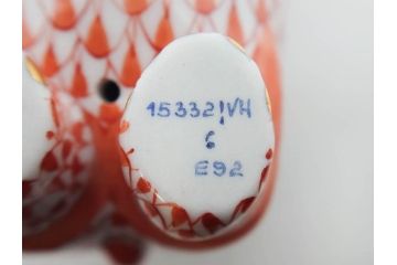 ヘレンド　ハンガリー　HEREND HVNGARY　オレンジ　カバ　愛嬌のある表情に心が和むフィギュリン(橙色、動物、金彩、フィッシュネット、ハンドペイント、置物、陶器)(R-081465)