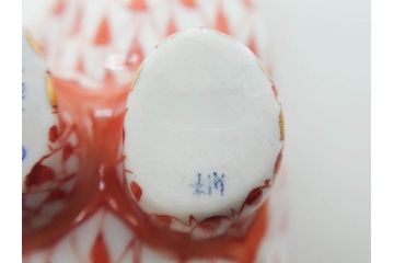 ヘレンド　ハンガリー　HEREND HVNGARY　オレンジ　カバ　愛嬌のある表情に心が和むフィギュリン(橙色、動物、金彩、フィッシュネット、ハンドペイント、置物、陶器)(R-081465)